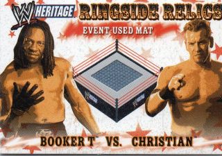 BOOKER VS CHRISTIAN EVENT USED MAT WWE WRESTLING CARD