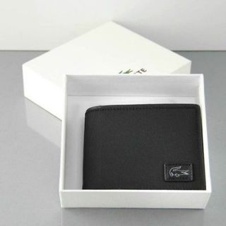 Lacoste Billfold Wallet Black Canvas & Leather New in Box