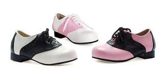 Black Pink Saddle Shoes Oxfords 50s Waitress Lady Costume Child size 9 