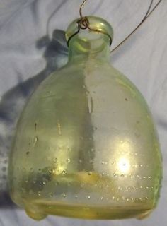 Vintage Antique Glass Wasp Bee Fly Trap/Catcher with Metal Hanger 