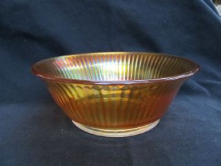 Vintage Orange Carnival Glass Ribbed Serving Bowl Fruit Dish 9