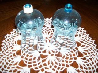 Set of Two Blue Glass Home Interiors Candle Globes for Sconces