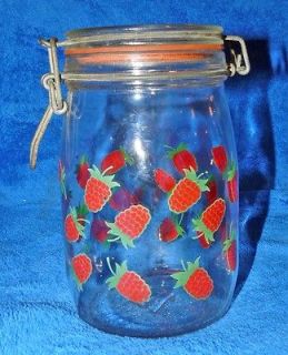 Vintage Antique Strawberry Glass Canning Jar Canister by The Cannery