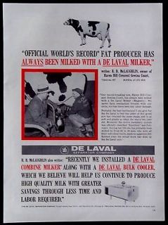 Vintage 1957 De Laval Cow Milking Equipment Magazine Ad