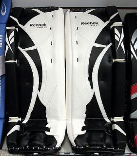 New Reebok Revoke 7000 ice hockey goalie leg pads 28+1 Jr. Goal Black 