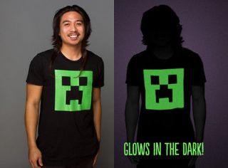 WOW MINECRAFT PC game Tshirt   Creeper Glow In the Dark Face