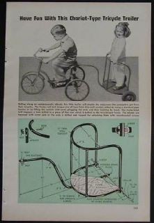 Chariot Tricycle Trailer 1950 How To build PLANS no weld