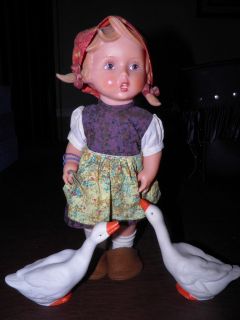 Goebel Hummel GOOSE GIRL Doll w/ 2 Geese 11 1/2 Good Condition
