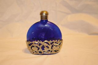 Newly listed Vintage Perfume Bottle Cobalt Blue Silver Art Nouveau 