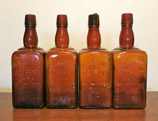 Pre Prohibitio​n 1905   1912 (4) A. McGinnis Amber Whiskey Bottles 