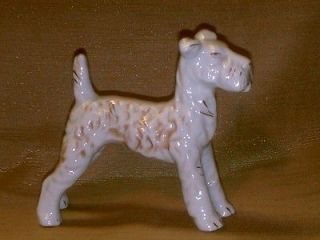   Ucagco Made in Japan White w/ Gold Gild Wire Hair Terrier Dog Figurine