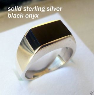 MENS 925 STERLING SILVER BLACK ONYX RING /SIZE 8  13