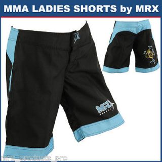 MMA Shorts Ladies Shorts Grappling Women Boxing Cage Fight Black/Blue 