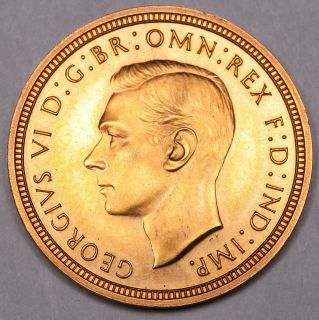 1937 GREAT BRITAIN GEORGE VI PROOF GOLD HALF SOVEREIGN COIN