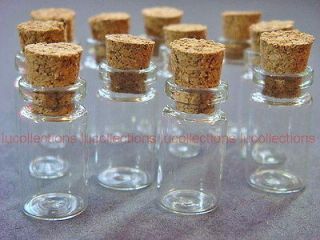 100) 1ml Clear Glass Bottles Vials with Corks