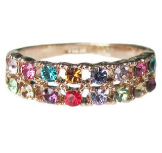 18k rose Gold GP swarovski Engagement colorful ring