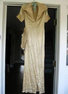 1930s slinky gold ladys evening long dress gown waist 25 relist