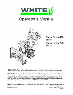 White Outdoor Snow Blower Snow Thrower Owners Manual