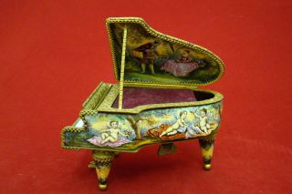   French 19th Century Enamel Grand Piano Music Box Mint Condition