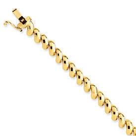 Solid 14k Gold 5.5mm or 7.5mm Faceted San Marco 7 Bracelet w/ Box 