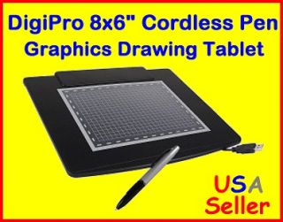   8x6 USB Graphics Design Writing Drawing Tablet w/ Cordless Pen