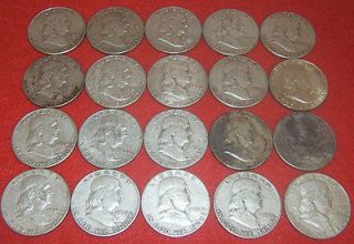 20 Franklin silver half dollar $10.00 face value U.S. coin lot mixed 