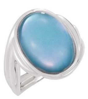   Silver Mother of Pearl Ring White Quartz Pink Blue Green Size 7 Oval