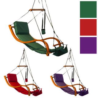 Lounger Air Swing Hammock Chair Wooden Deluxe Outdoor Hanging Patio 