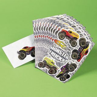 12 MONSTER TRUCK Birthday Party Favors STICKER SHEETS