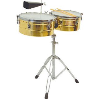 TYCOON PERCUSSION BRUSHED CHROME 14 & 15 TIMBALES DRUM SET w 