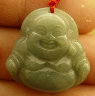 Natural A Jade jadeite pendant Green Happy Buddha God Tathagata 