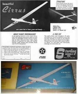 VINTAGE 1970 CIRRUS by STERLING 87WS Glider Plans&Part Templates