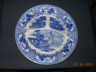   Regout Maastricht Blue Old Abbey 11 1/2 Transferware Grill Plate