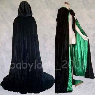   Velvet Hooded Cloak Coat Cape Shawl Halloween Wedding 