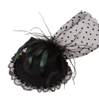   Hairpin Black Feather Lace Hair Clip Mini Top For Ladies Girls