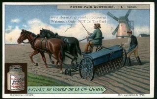 Vintage Horsedrawn Wheat Seeder NICE 1920s Card