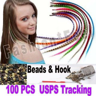 100X 50X PCS GRIZZLY Synthetic Feather Hair Extensions extension free 