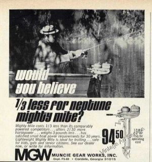   Neptune Mighty Mite Outboard Motor $94.50 Cordele GA Small Print Ad