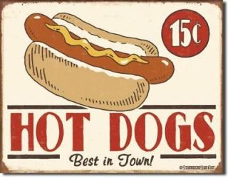  Hot Dogs Best in Town Game Room Pub Bar Metal Tin Sign Ad Home Decor