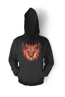   Skull In Flames On Fire Emo Punk Gothic Pullover Hoodie Sweatshirtr