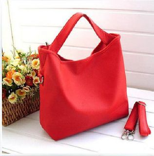   Celebrity women PU leather shopping handbag Tote Hobo purse bag Red #G