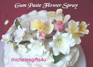 Gum Paste White Yellow Pink Flower Orchid Llly Cake Decorating Sugar 
