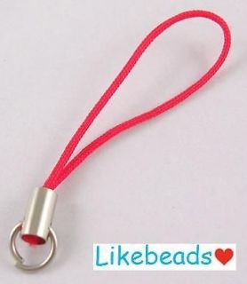 100 x CHARM STRAP ~ MOBILE PHONE BAG ~ CORD LOOP ~ Red Blue White Pink