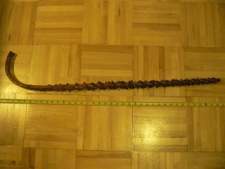   KNOBBY PINE WALKING STICK WOODEN HAND CARVED CANE 37 TALL FLKART