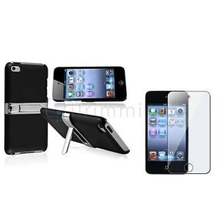   touch 4 4th G Gen Black w/Chrome Stand Hard Case Cover Skin+Protector