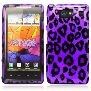 Purple Leopard Hard Snap On Cover Case Motorola Droid RAZR HD XT926 