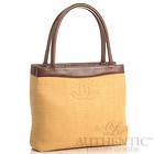   Basket Weave Tan Brown Leather CC Logo Bucket Top Handle Handbag