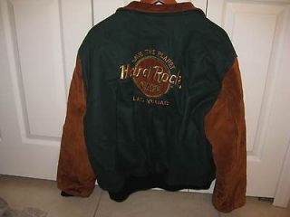 Hard Rock Cafe Las Vegas Letterman Jacket Suede/Green X Large Rarely 
