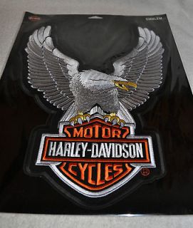 HARLEY DAVIDSON® UPWING EAGLE BAR SHIELD SILVER PATCH FOR VEST JACKET 