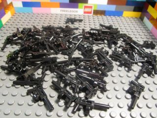 Lego Minifigure Round Magazine BLACK TOMMY GUN Army Blaster Weapon x 5 